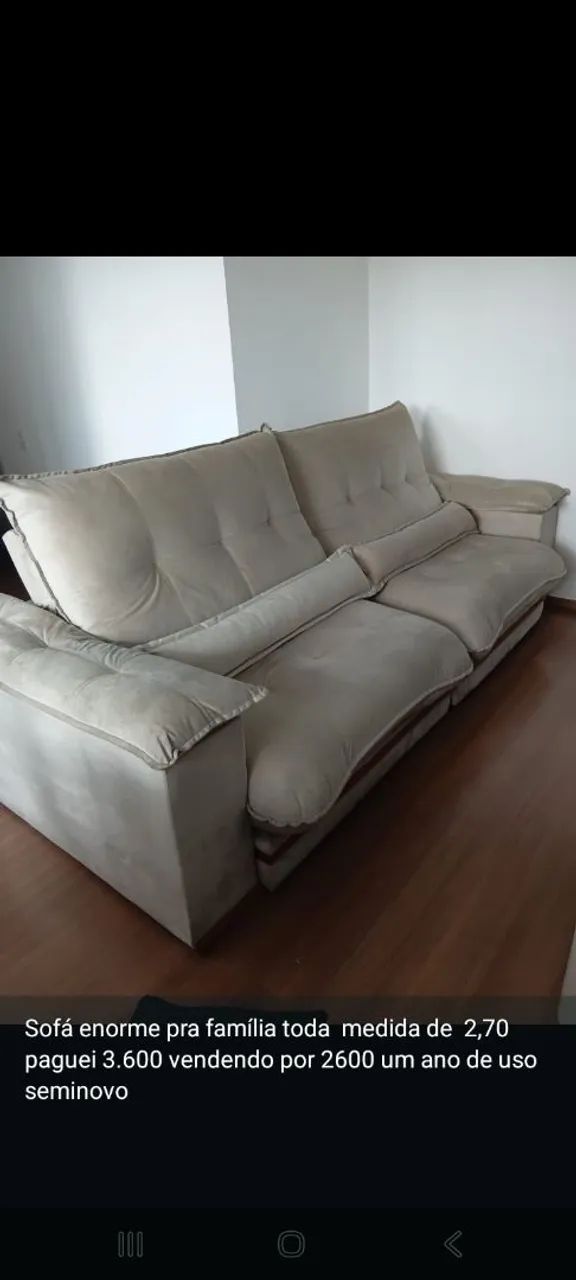 Sofá 5 lugares  tecido suede cor bege  - Foto 3