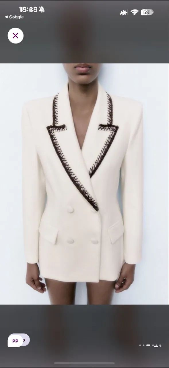 Blazer Zara off white com detalhes 