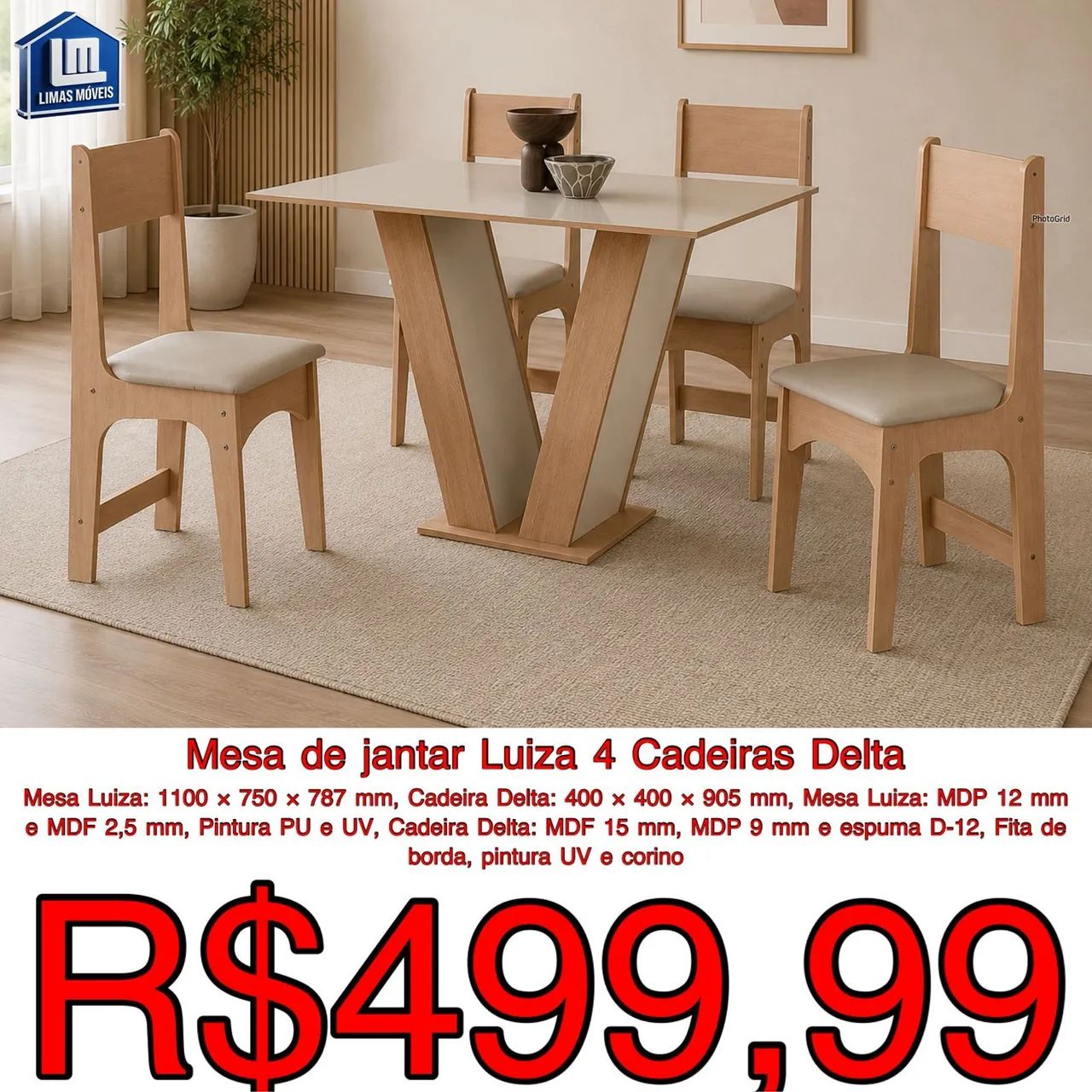 Mesa 4 cadeiras 