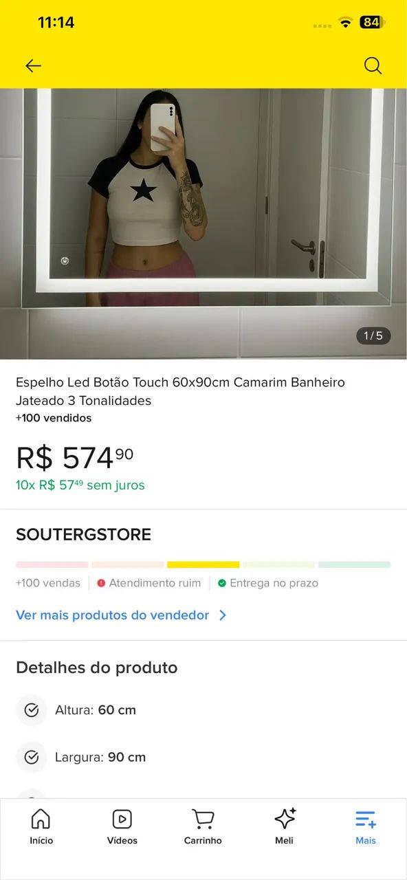Vendo espelho com led com algumas marcas de uso mais está em perfeito estado  - Foto 2