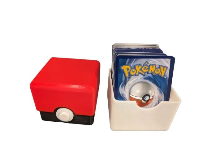Deck Box Estilo Pokebola Compativel Com Pokemon TCG Porta Cartas Para 2 Decks Completos