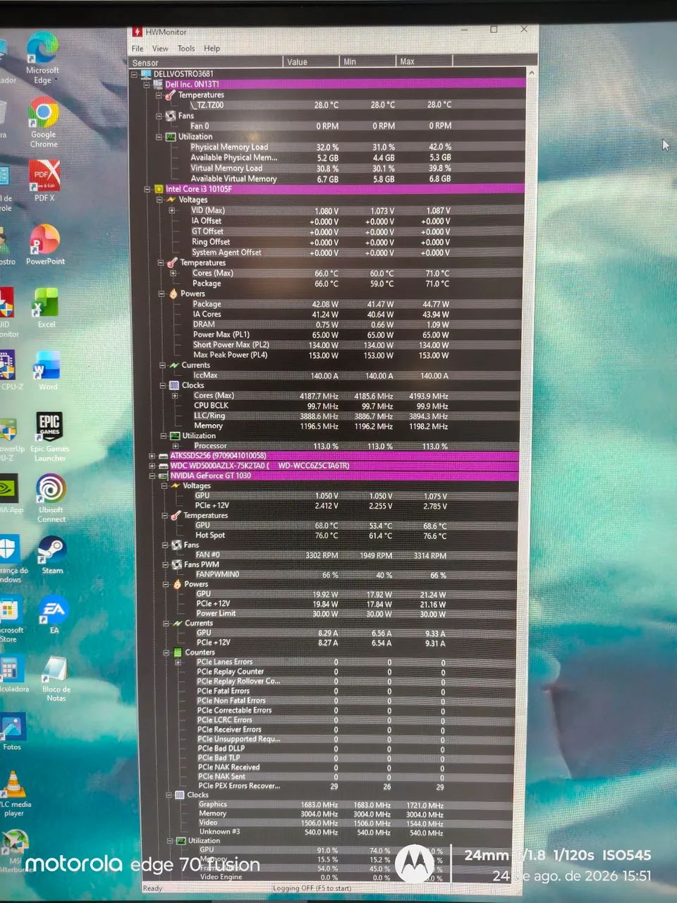 PC Dell Compacto (i3 10ª + GT 1030 + SSD 256GB) - Rodando liso, Otimizado do Zero! - Foto 5