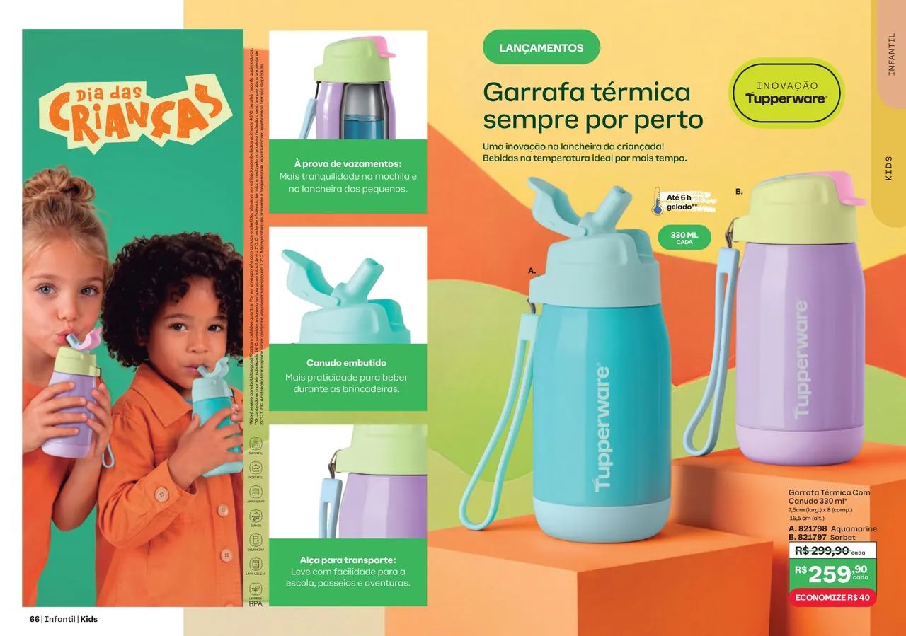 Tupperware garrafa térmica dia das crianças 