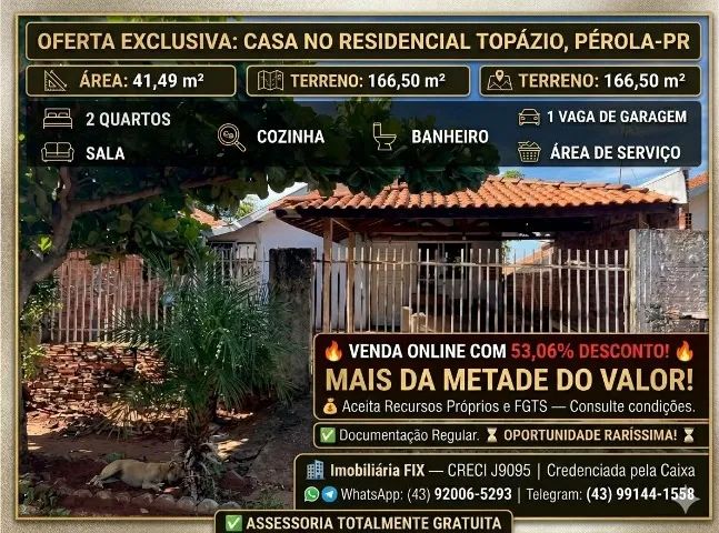 ? MENOS DE R$ 45 MIL! CASA COMPLETA + GARAGEM! FGTS ACEITO!