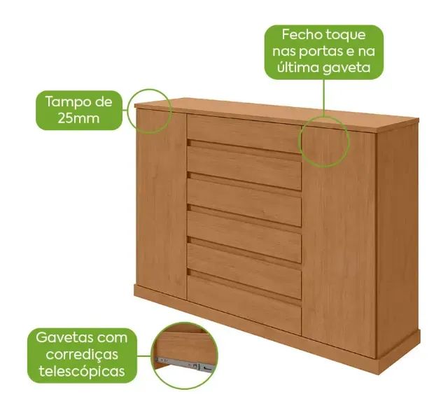 Cômoda Cabeceira Casal Vedra Grande - Foto 2