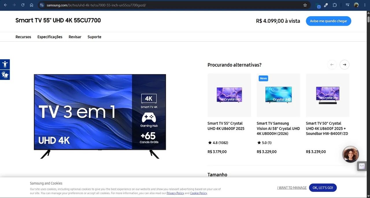 Tv Samsung 55p com rack pra Tv  - Foto 2