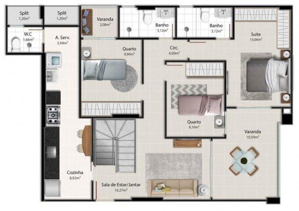 DUPLEX DE ALTO PADRÃO - Cobertura em Lançamentos no bairro Itapuã - Vila Velha, ... - Foto 5