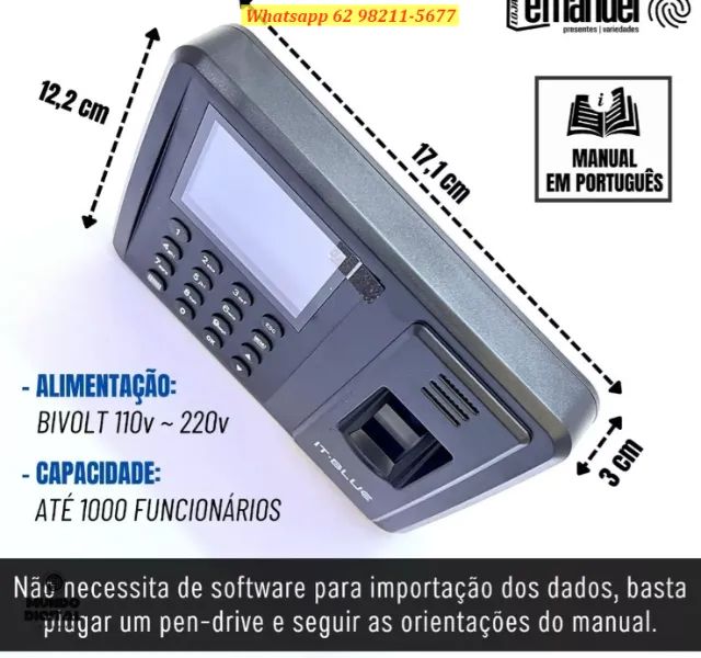 Relógio De Ponto Biométrico Eletrônico Digital Para Empresa - Outros itens  para comércio e escritório - Setor Garavelo, Aparecida de Goiânia  1162662691