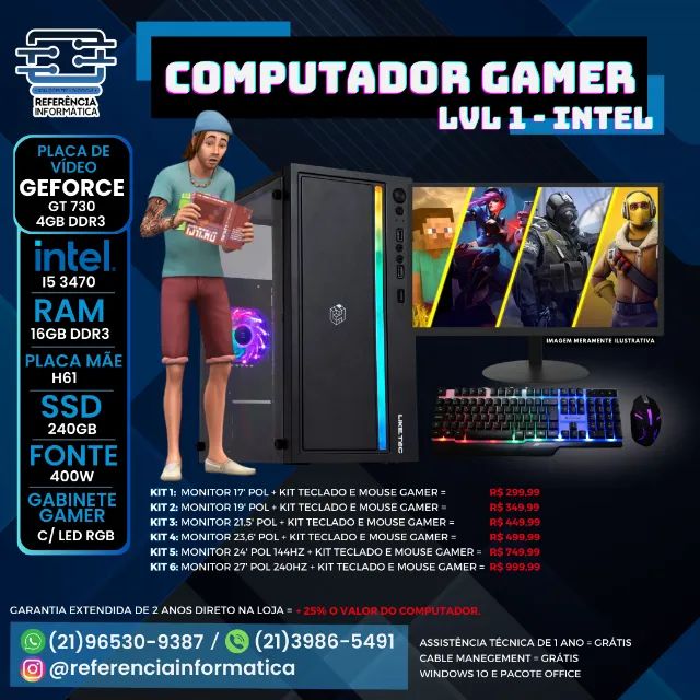 PC Gamer Completo I5, HD 500GB, Placa De Vídeo GT730, 8GB