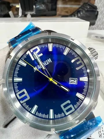 Relógio Masculino Magnum Dourado Azul Ma33095a Original