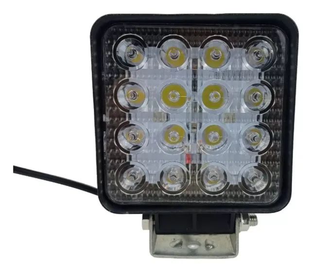 Farol Auxiliar Milha Universal Quadrado 48w 6000k Branco Bivolt 16 Led Luz Neblina - Foto 2