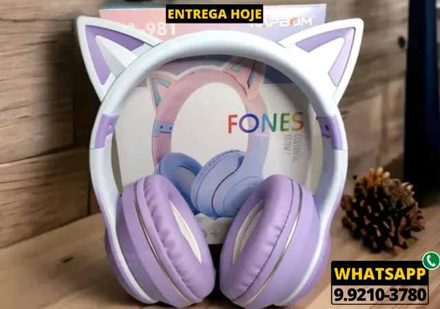 Fone de Ouvido Orelhinha Gato Sem Fio Bluetooth LED Tik Tok Promoção -  damixstorecessorios