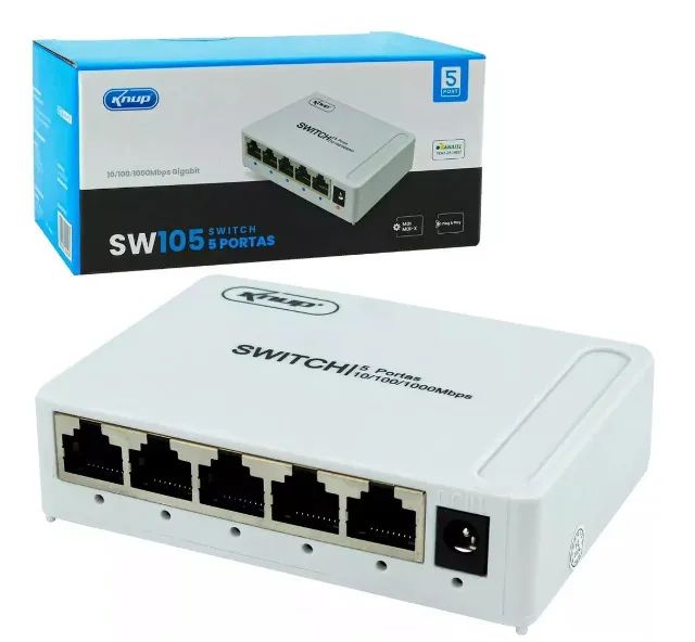 Hub Switch 5 Portas de Rede Gigabit 10/100/1000 Mbps - SW105
