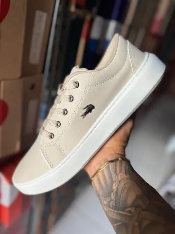 tenis lascoste branco masculino