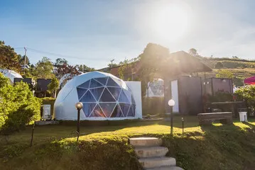 Domo geodésico para jardim (cabana)
