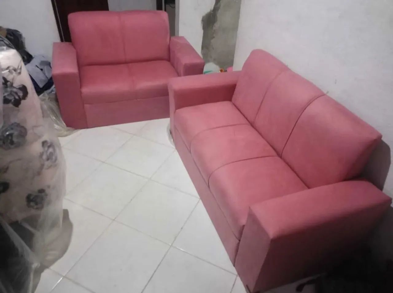 Conjunto de Sofás 2 e 3 Lugares - Bege Claro - Foto 2