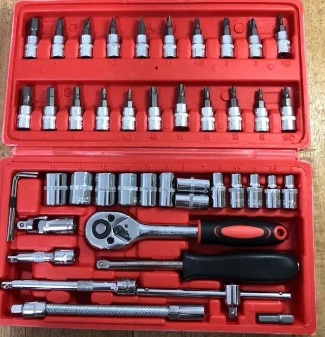 kit ferramenta com 46 peças de soquete chave de fenda catraca