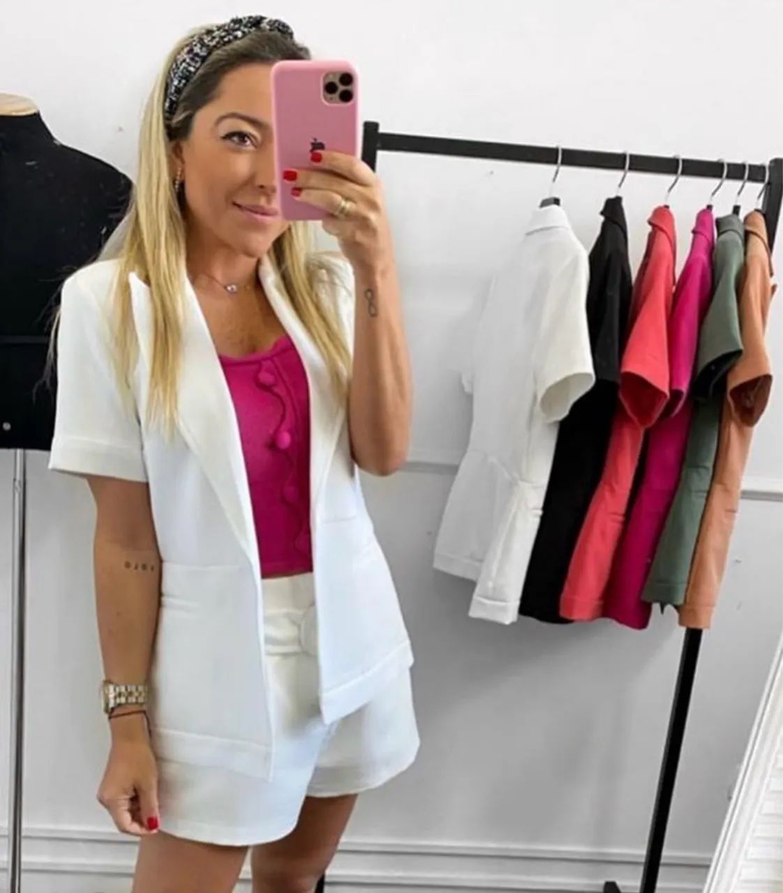 Blazer manga curta branco Allucci