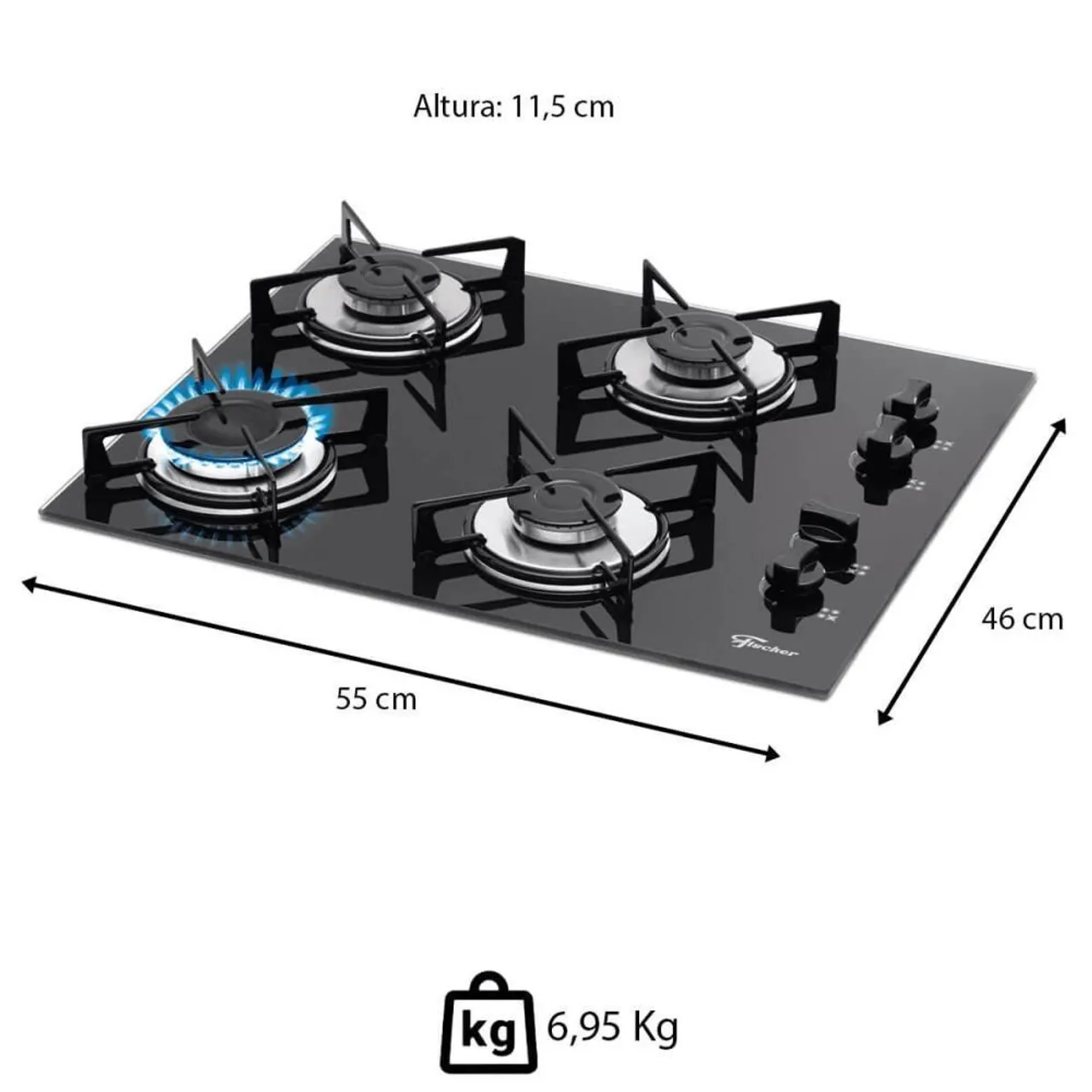 Cooktop 4 Bocas Fischer Glass Novo