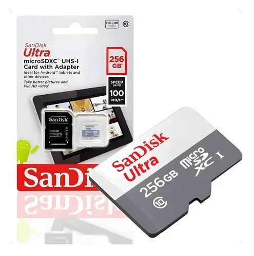 Cartão de memória SanDisk 256GB com adaptador