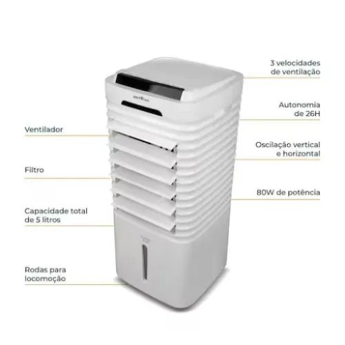 Climatizador de Ar Britânia 4 em 1 Frio com 3 Velocidades e 80W - Branco - 110V - Foto 2