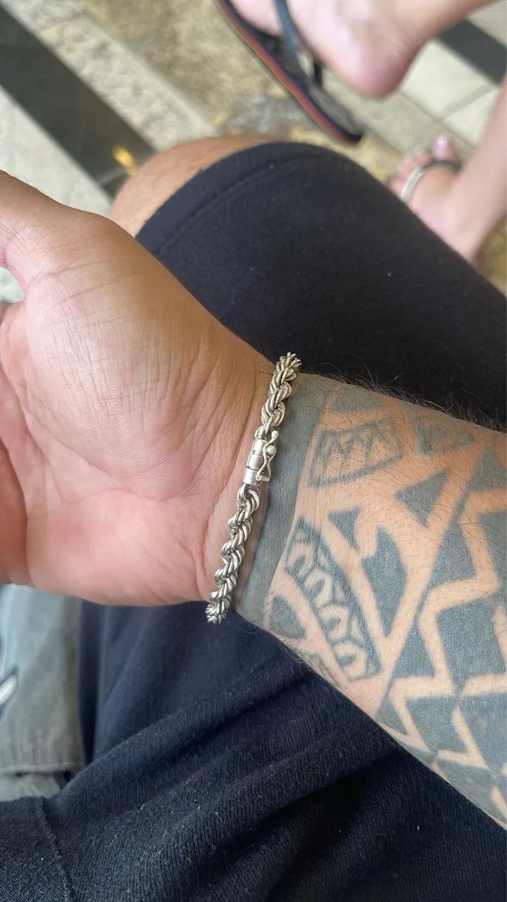 Conjunto cordao e pulseira de prata 925 elo baiano(corda)  - Foto 4