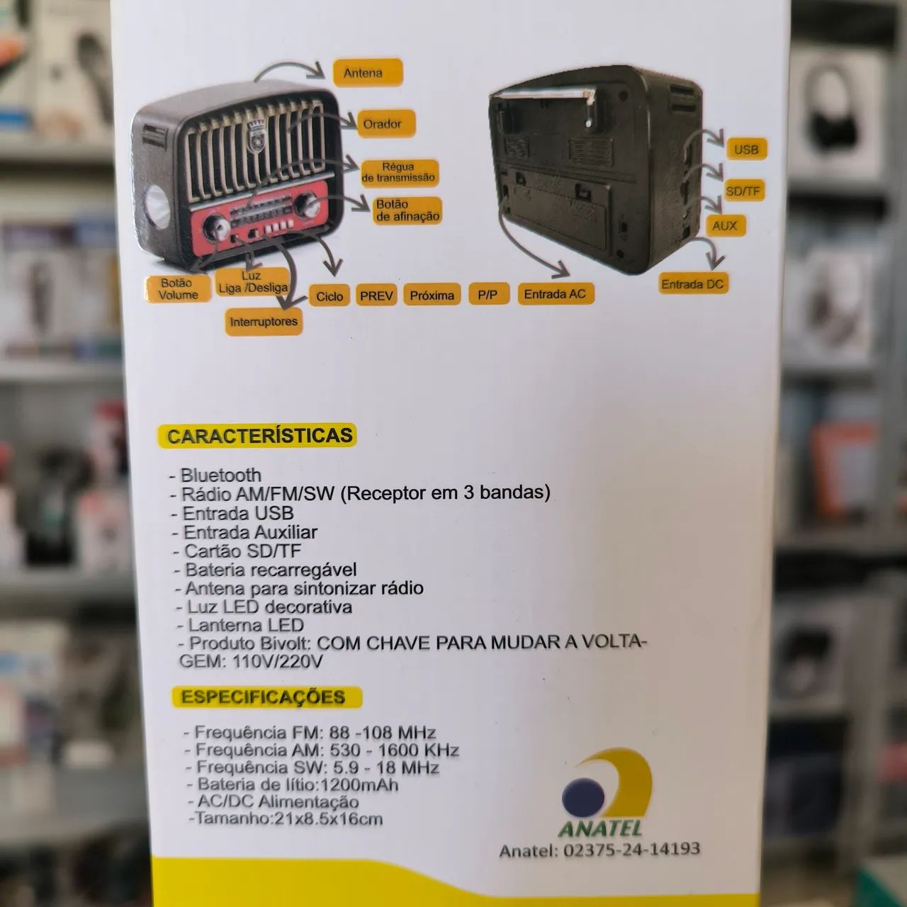 Rádio FM AM Vintage Com Bluetooth e Lanterna  - Foto 2