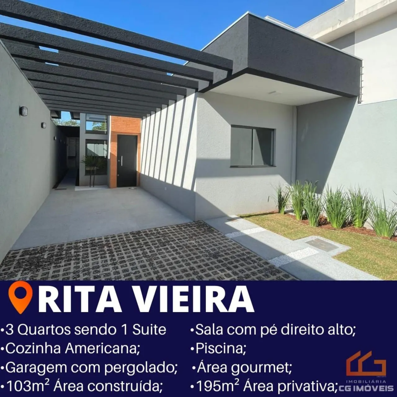 Casa á venda com 3 quartos sendo 1 suíte, área gourmet no Rita Vieira em Campo Grande - MS