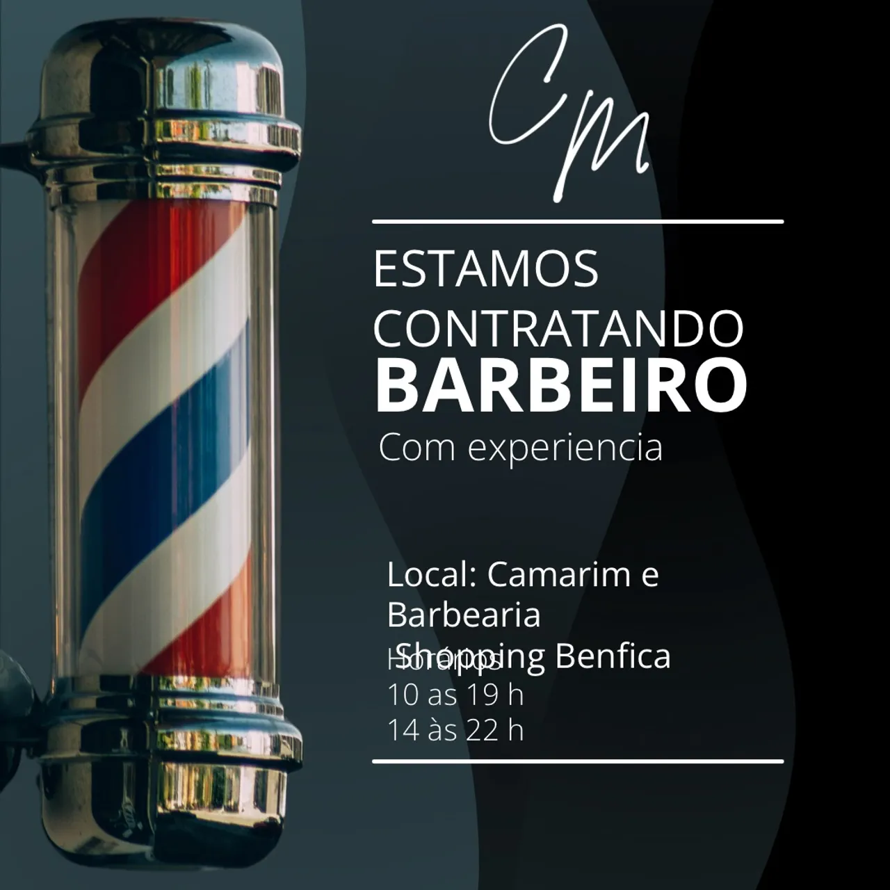 Temos vaga disponível para Barbeiros com experiência.