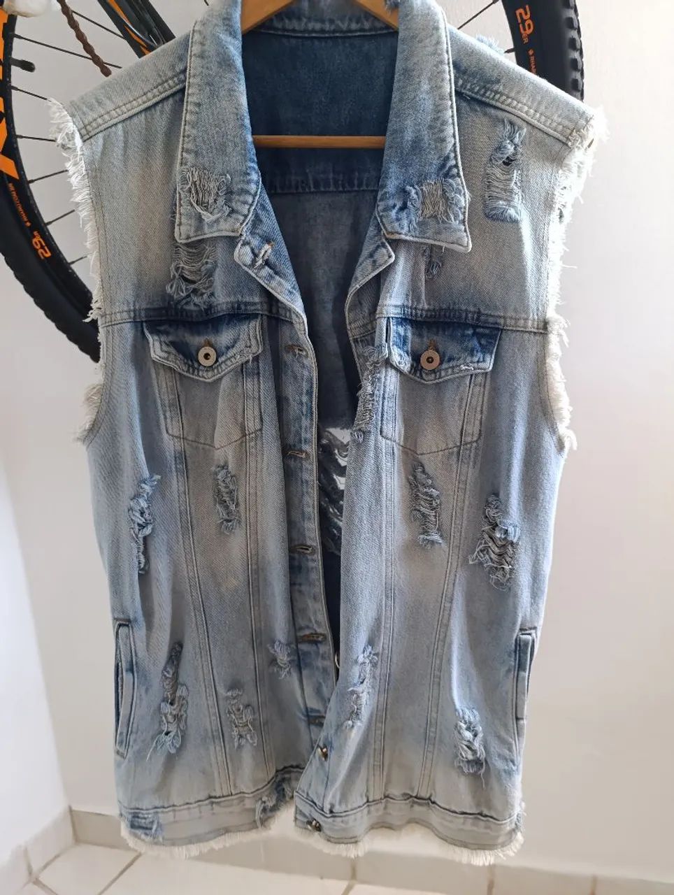 Colete Jeans Destroyed Feminino - Foto 4