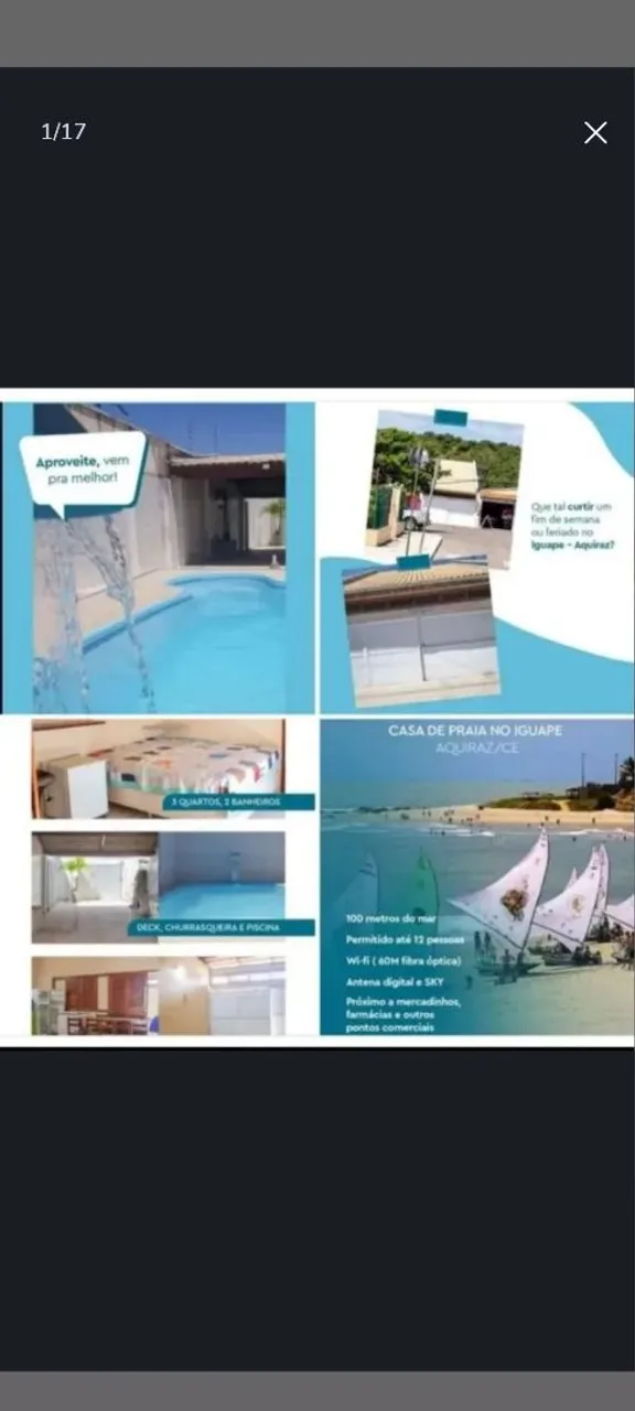 CASA DE PRAIA C/PISCINA NO IGUAPE -CE EXCELENTE LOCALIZAÇÃO(PRAÇA) E A 2QUADRAS DA PRAIA