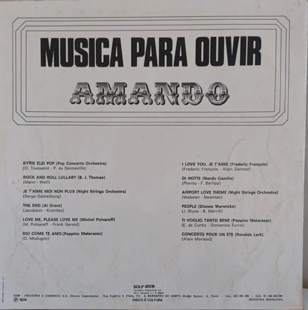 Disco de Vinil - Música Para Ouvir Amando - Foto 2