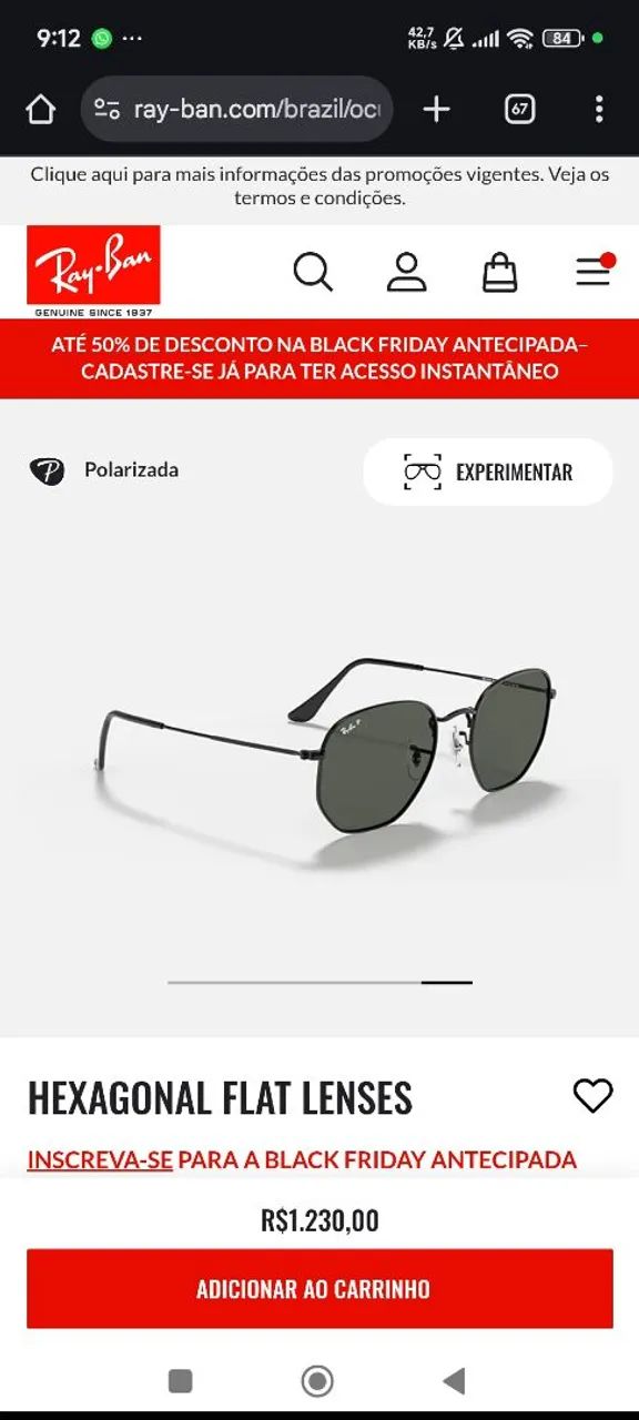 Óculos de Sol Polarizado Ray-Ban Hexagonal Flat Lenses - Foto 2