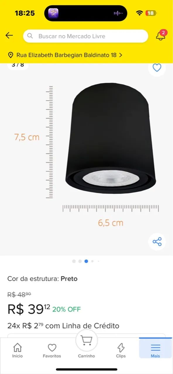 Spot de Sobrepor Cilindrico LED Preto - Foto 4