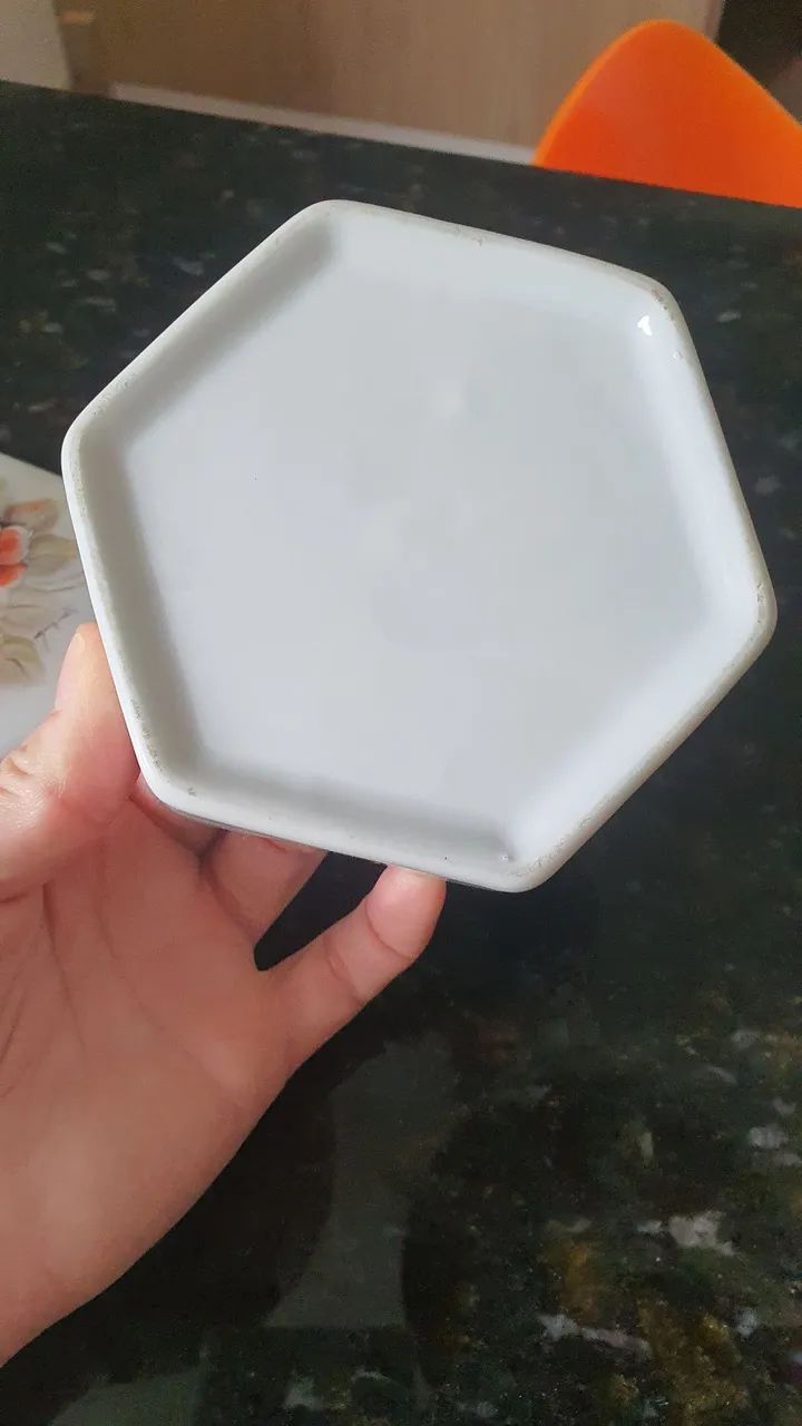 Porta Jóia Antigo Porcelana Floral desenhado a mão. - Foto 6