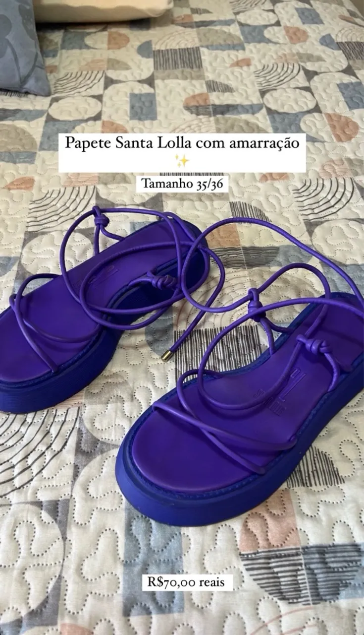 Sandália Papete Santa Lolla Roxo Amarração - 35/36