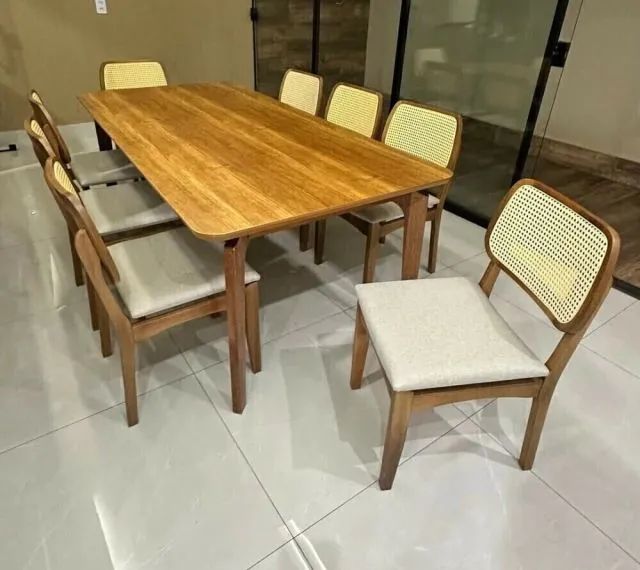 Mesa de Jantar 210x1 Com 8 Cadeiras Telinha  - Foto 2
