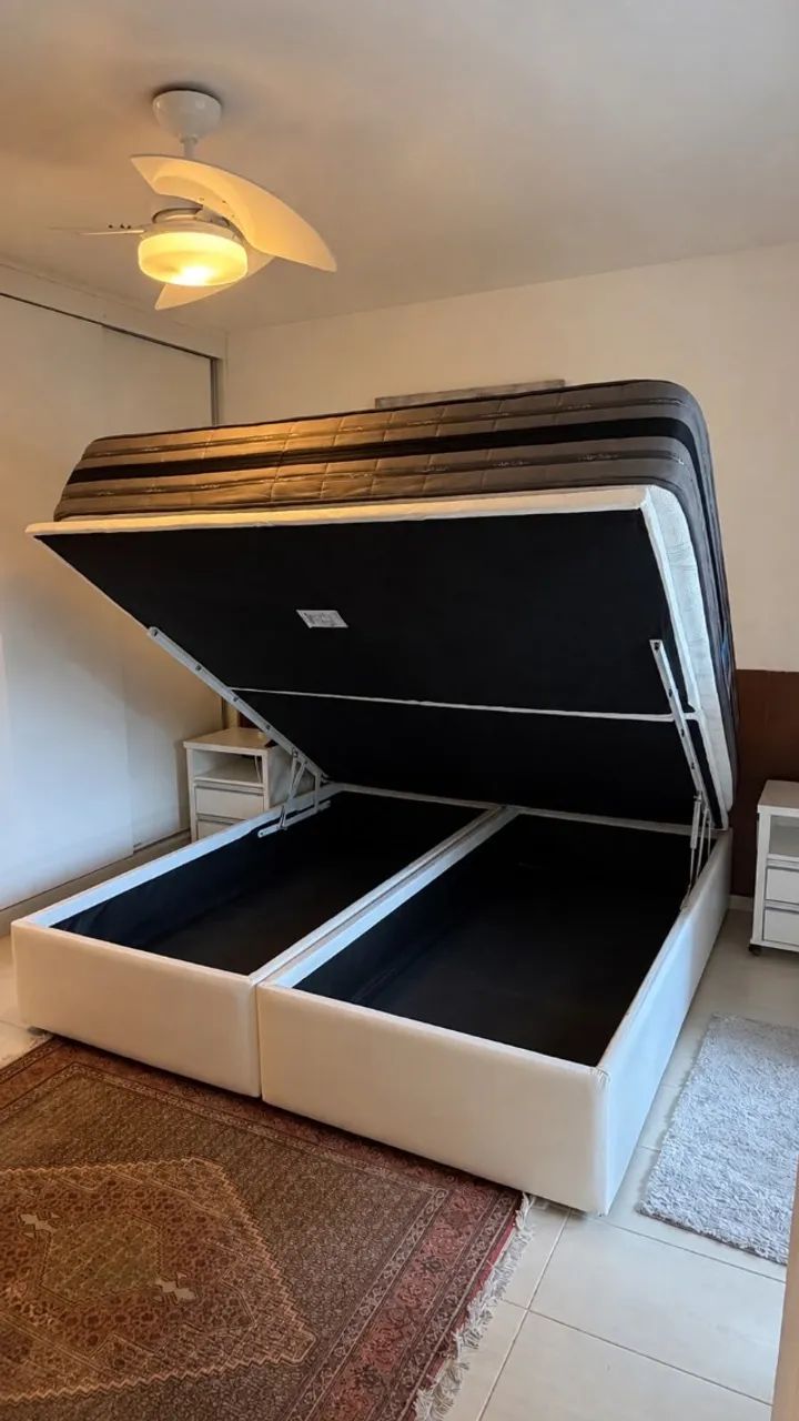 Cama King Americana Baú Skin White Ortobom - Foto 3