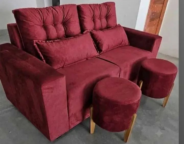 Sofá 3 lugares com puffs Retrô  - Foto 3