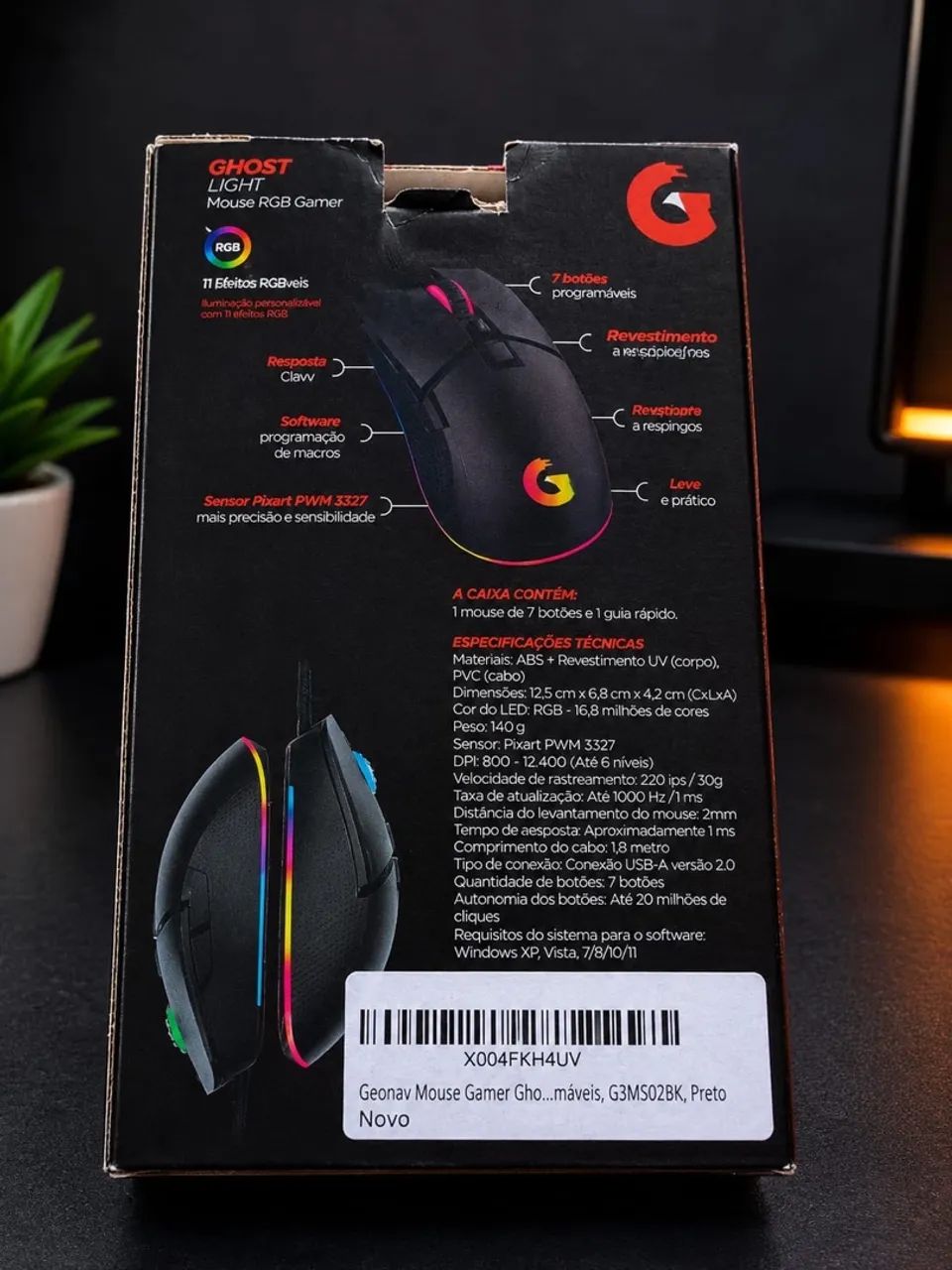 Mouse Gamer Geonav Ghost Light RGB 12.400 DPI - Foto 2