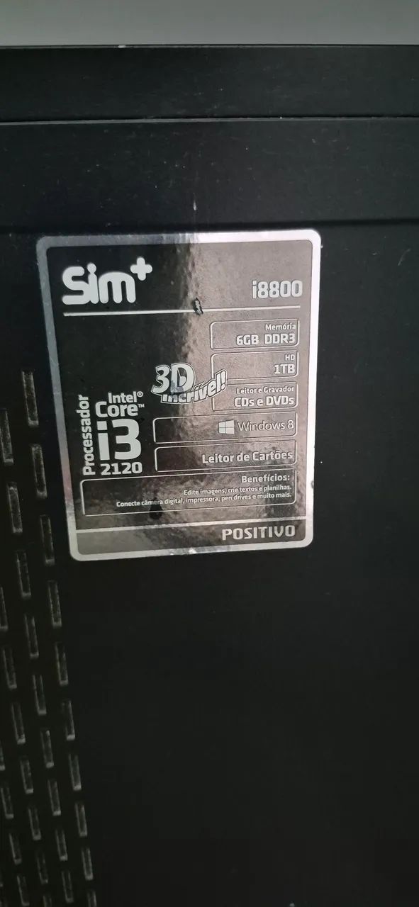 CPU Intel Core I3 i8800 3D incrivel 2120 Windows 8 leitor cartão Sim+  - Foto 5
