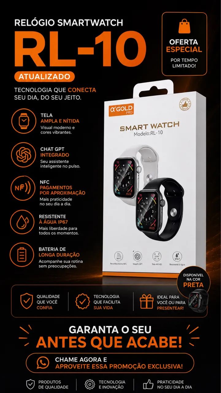 Relógio inteligente smartwatch atualizado