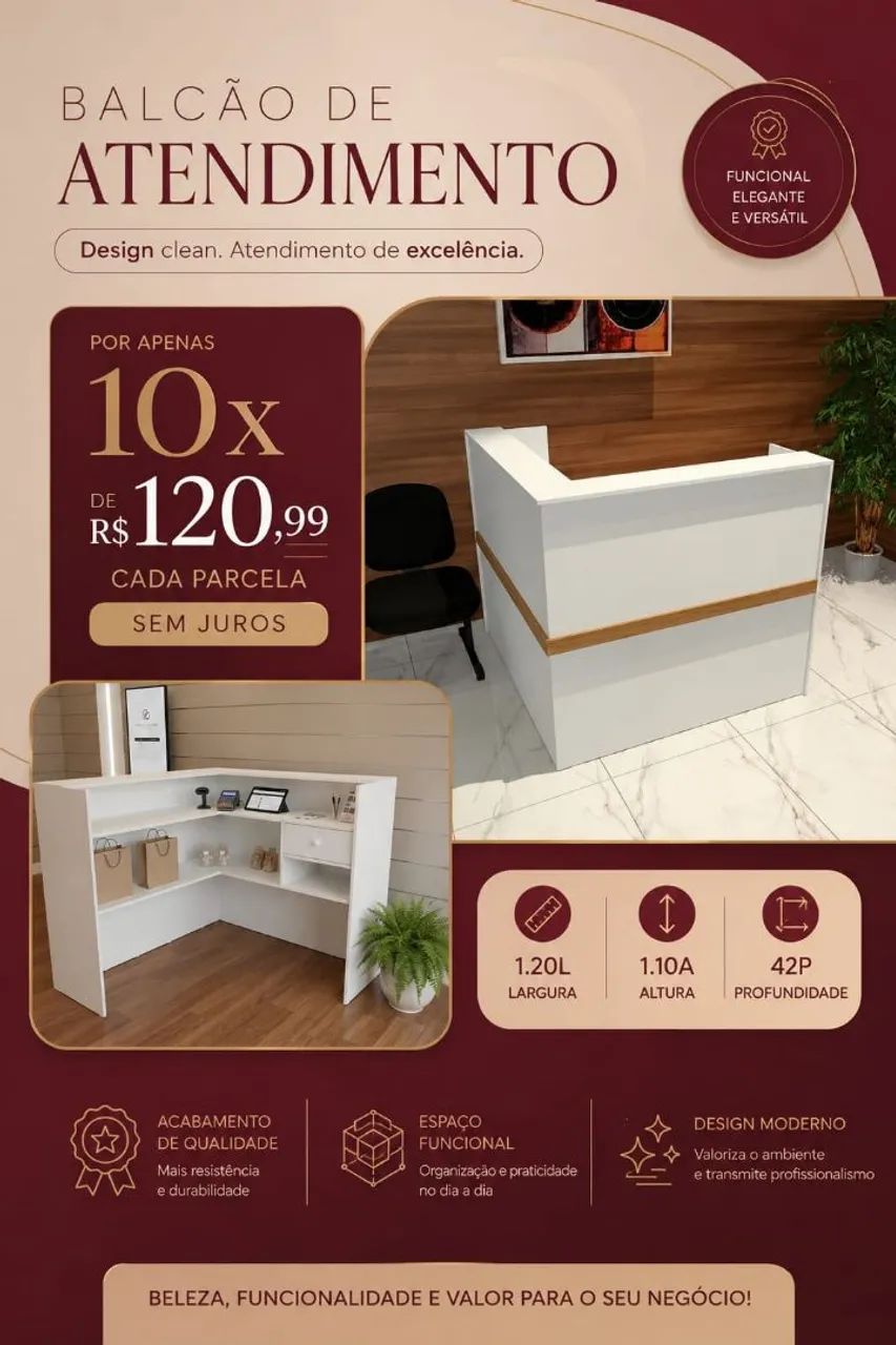 Balcão L em mdf
