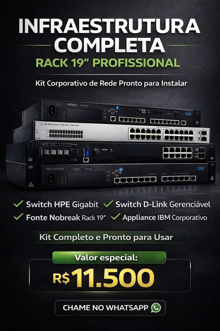 Complete 19" Rack Infrastructure: Professional HPE + D-Link + IBM, Ready to Use