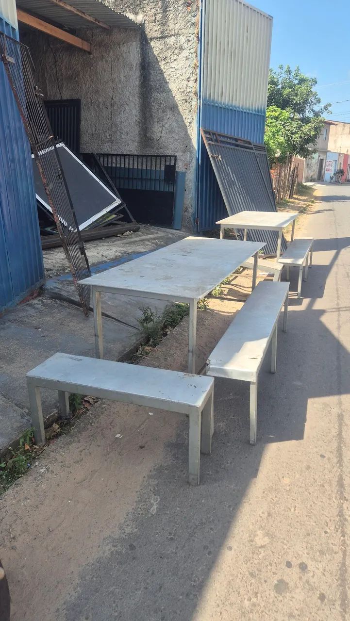 Mesa metalon com Aluminio com bancos - Foto 3