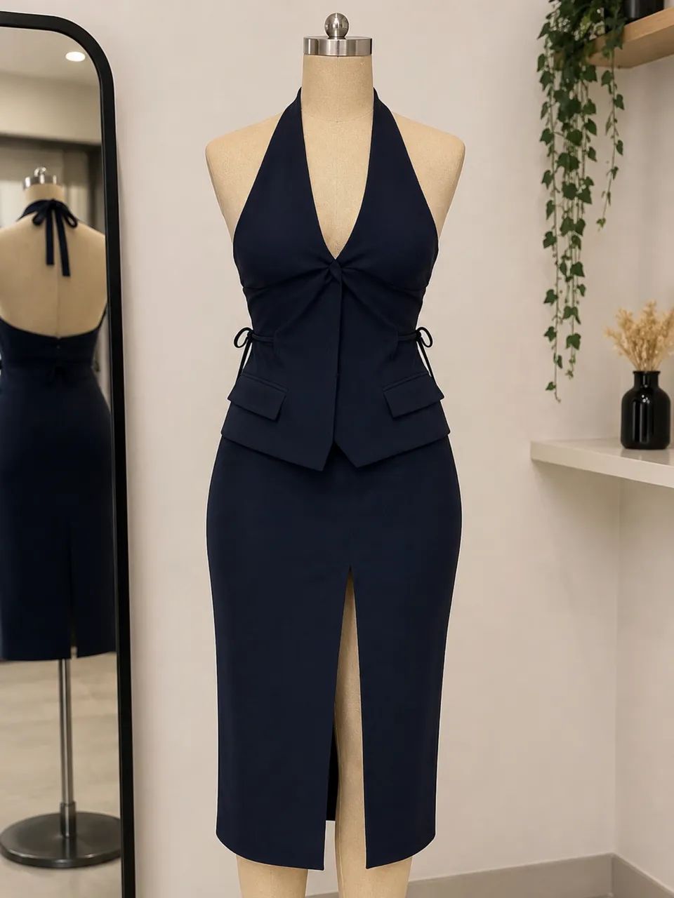 Conjunto feminino azul-marinho 