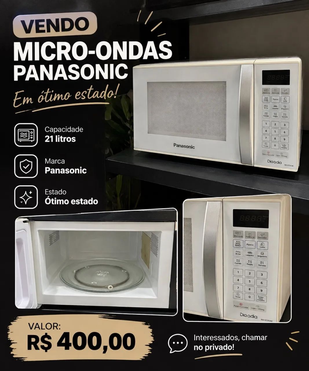 Vendo microondas 21 litros 