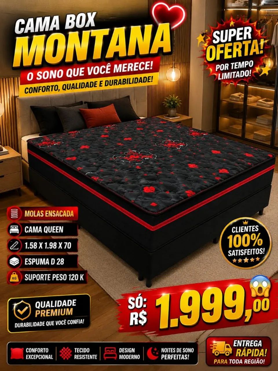 Cama box de casal Queen nova na promoção 