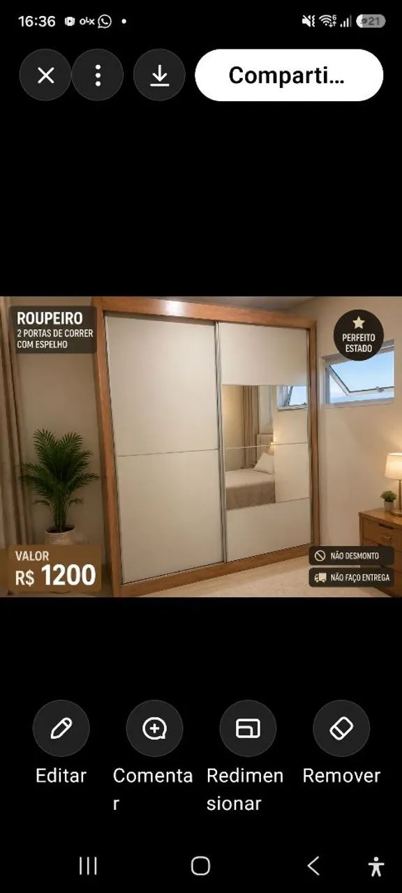 Vendo guarda roupa usando em perfeito estado.