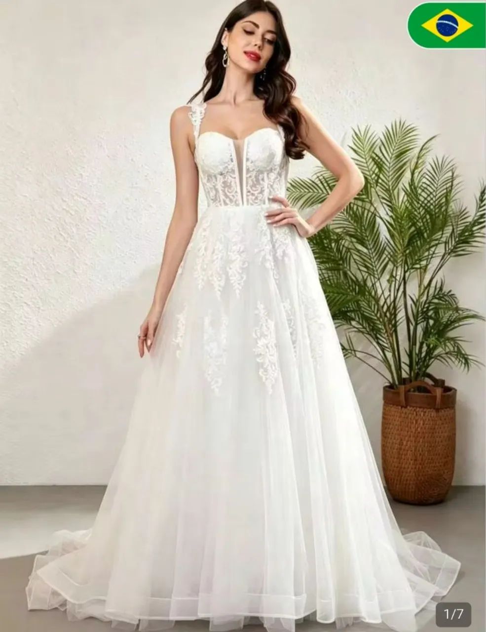 Vestido de noiva elegante e sexy
